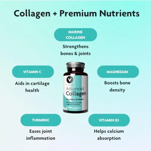 Premium Advanced Collagen Complex for Joint and Bone Health – High Strength Marine Collagen with Vitamin D3, Zinc, and Copper V Vitamini Au supplements