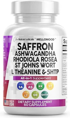 Clean Saffron Supplements with Ashwagandha 8000mg - Mood Support with L-Theanine Clean Nutraceuticals Au supplements