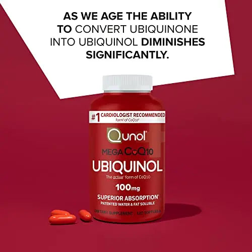 Qunol Mega Ubiquinol CoQ10 100mg Softgels- Superior Absorption - Active form Qunol Au supplements