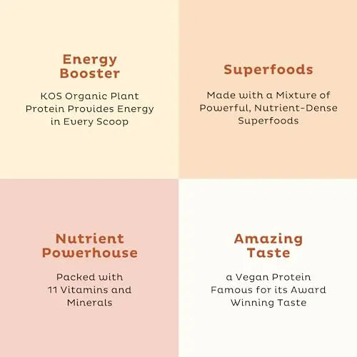 KOS Organic Vegan Protein Powder with 50mg Caffeine, Salted Caramel Coffee KOS Au supplements