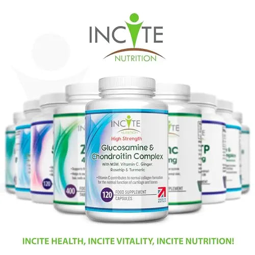 Glucosamine and Chondroitin High Strength Complex with MSM, Vitamin C, Ginge Incite Nutrition Au supplements