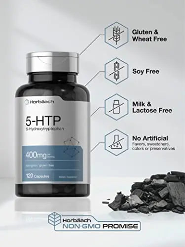 5HTP 400mg | 120 Capsules | 5-HTP Extra Strength Supplement | Non-GMO, Gluten Free Horbäach Au supplements