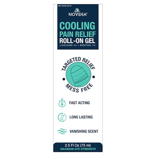 NOVEHA Lidocaine Roll-On Gel 4% | Maximum Strength Temporary Topical Pain Relief for Minor Muscle & Joint Aches | Cooling Formula with Menthol & Arnica | Non-Greasy, Quick-Drying | 2.5 fl oz NOVEHA Au supplements