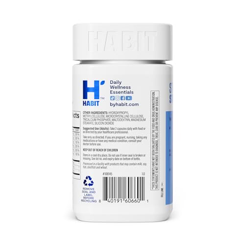 Habit Stress Relief Supplement (60 Capsules) - New Look, Supports Relaxation & Mood Balance, Vitamin B, Adaptogens, Lemon Balm, Calming, Vegan, Non-GMO (1 Pack) H' Habit Au supplements