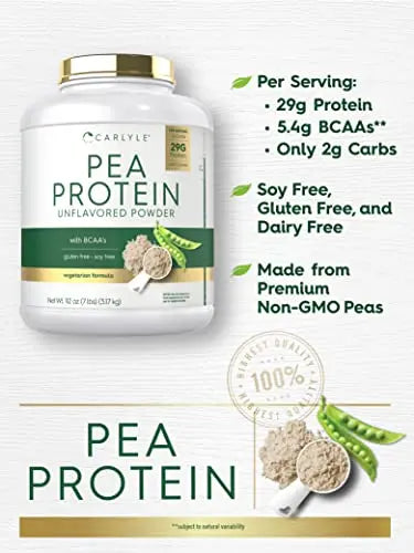 Carlyle Pea Protein Powder with BCAA'S 7lb | Unflavored | 29G Protein | Non-GMO, Gluten Carlyle Au supplements