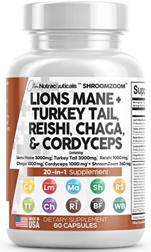 Lions Mane 3000mg 20in1 Mushroom Supplement with Turkey Tail 2000mg Clean Nutraceuticals Au supplements