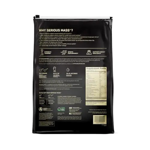 Optimum Nutrition Serious Mass Weight Gainer Protein Powder Vitamin C Zinc and Vitamin Optimum Nutrition Au supplements
