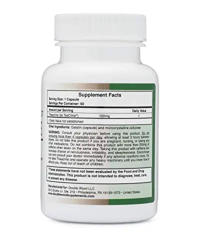 Theacrine (Teacrine) 100 Mg, 60 Capsules - Energy and Focus Supplement (Similar to Caffe Double Wood Supplements Au supplements