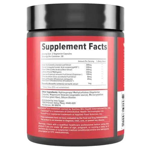Inno Shred - Day Time Fat Burner | 100mg Capsimax, Grains of Paradise, Organic Caffeine InnoSupps Au supplements