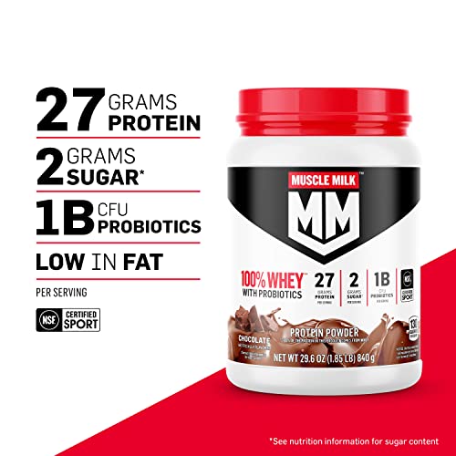 Muscle Milk 100% Whey With Probiotics Protein Powder, Vanilla, 1.85 Pound, 23 Servings Muscle Milk Au supplements