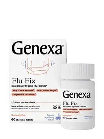 Genexa Flu Fix - 60 Tablets - Multi-Symptom Flu Remedy - Organic, Gluten Free & Non-GMO - Homeopathic Genexa Au supplements