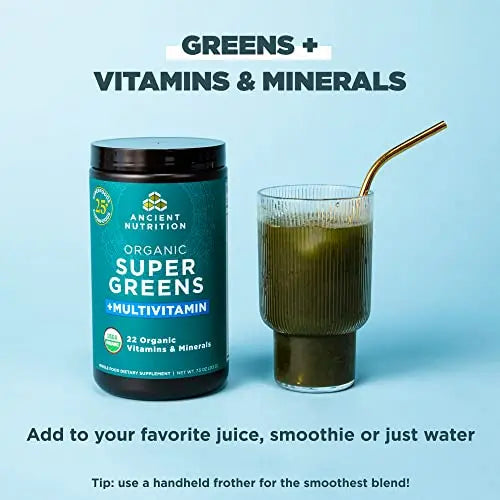 Ancient Nutrition Organic SuperGreens and Multivitamin Powder with Probiotics Ancient Nutrition Au supplements
