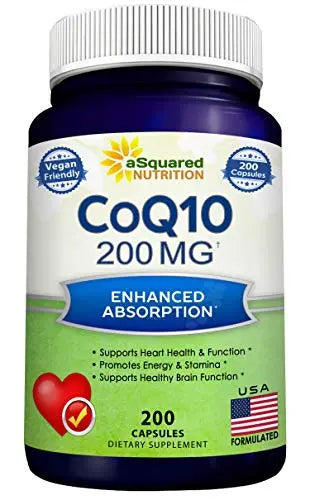 aSquared Nutrition CoQ10 (200 Capsules and 200mg) - High Absorption Vegan CO Q-10 aSquared Nutrition Au supplements