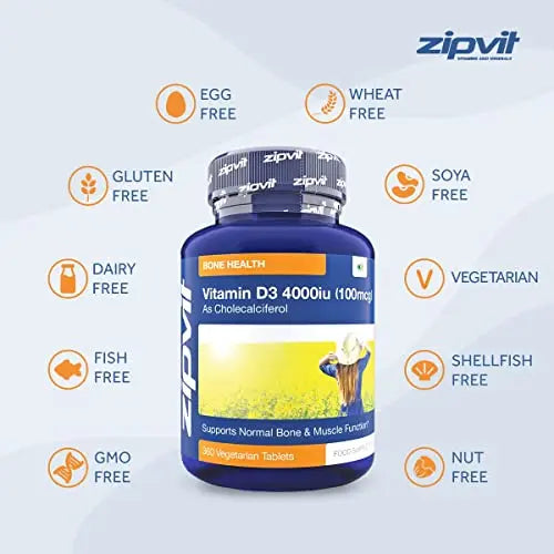 Vitamin D 4000iu 360 Micro Tablets. Vegetarian Society Approved. 12 Months Supply Zipvit Au supplements
