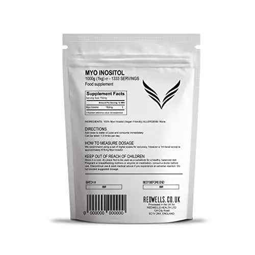 Myo Inositol Powder REDWELLS PCOS & Fertility GMO Free Vegan - 1kg Pack REDWELLS Au supplements