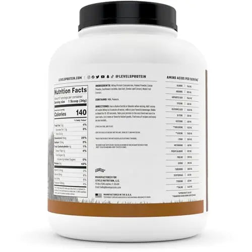 Levels Grass Fed 100% Whey Protein, No GMOs, Chocolate Peanut Butter, 5LB Levels Nutrition Au supplements
