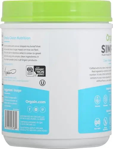 Orgain Organic Simple Vegan Protein Powder, Vanilla - 20g Plant Based Protein Orgain Au supplements