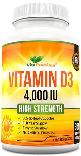 Vitamin D 4,000 IU Softgels, Maximum Strength Vitamin D3 Supplement, 365 Easy to Swallo Vita Premium Au supplements