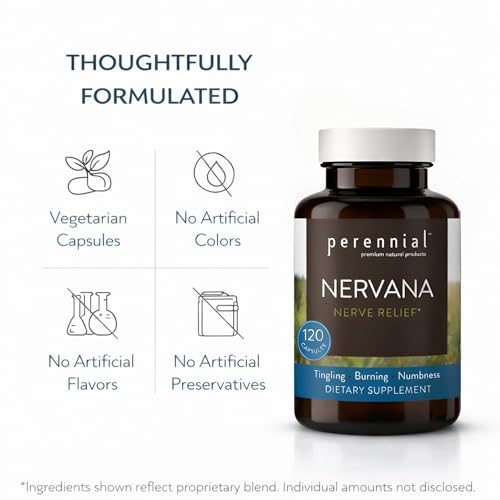 Perennial Nervana – Herbal Nerve Support for Tingling, Burning & Numbness Relief – Promotes Calm Focus & Stress Resilience – Non-Drowsy Mood Balance – 120ct* Perennial Au supplements