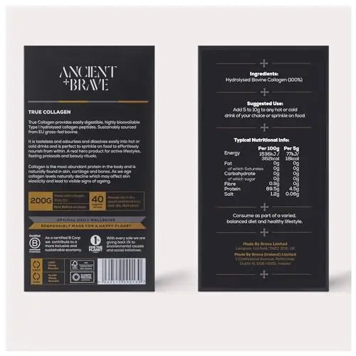 Ancient + Brave True Collagen 200g - Grass-Fed Bovine Collagen Powder - 100% Hydrolysed Collagen Peptides (Type 1) Ancient + Brave Au supplements