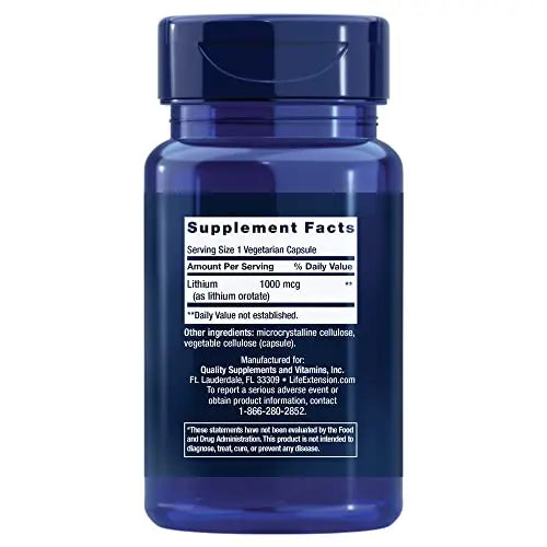 Life Extension Lithium 1000 mcg - for Brain Health, Anti-Aging & Longevity Life Extension Au supplements