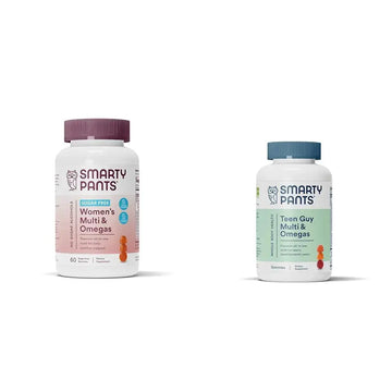SmartyPants Women's Multivitamin Gummies, Sugar Free: Biotin, Methylfolate, Omega 3 (ALA), Vitamin D & Teen Guy Multivitamin Gummies: Omega 3 Fish Oil (EPA/DHA), Vitamin D3, C, Vitamin B12, B6 SmartyPants Au supplements