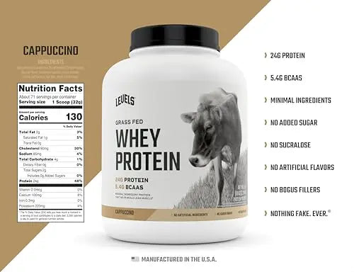 Levels Grass Fed 100% Whey Protein, No Hormones, Cappuccino, 5LB Levels Nutrition Au supplements