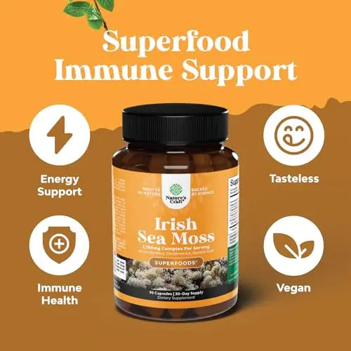 Organic Irish SeaMoss Capsules - Sea Moss and Bladderwrack Capsules with Burdock Natures Craft Au supplements