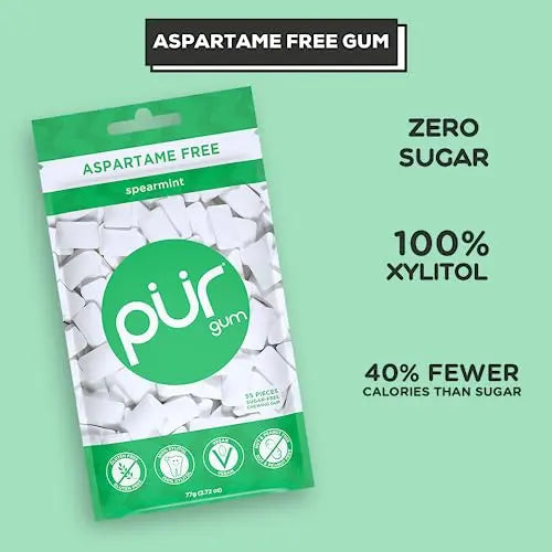 PUR Gum | Aspartame Free Chewing Gum | 100% Xylitol | Natural Spearmint Flavored Gum PUR Au supplements
