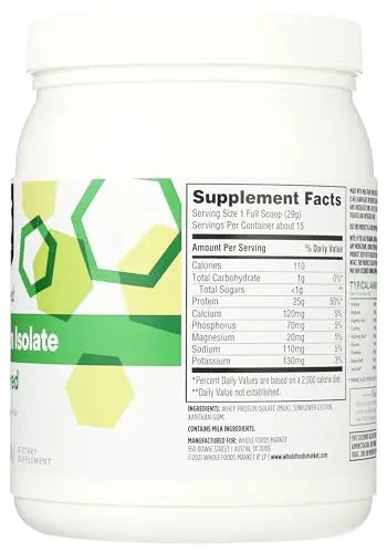 365 by Whole Foods Market, Unflavored Whey Protein Isolate, 15.1 Ounce 365 by Whole Foods Market Au supplements