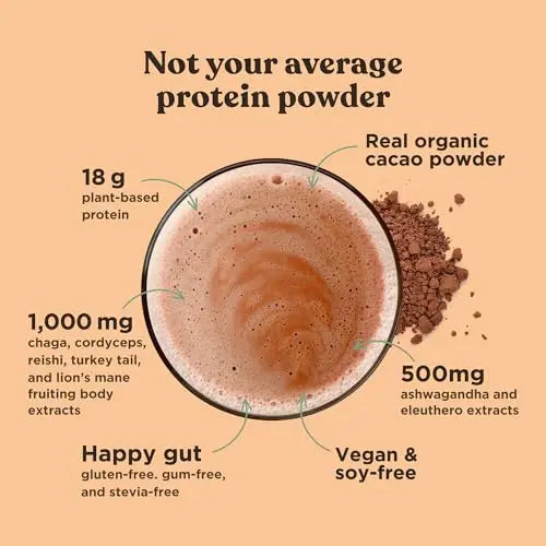 Four Sigmatic Organic Plant-Based Protein Powder Creamy Cacao Protein with Lion’s Mane Four Sigmatic Au supplements