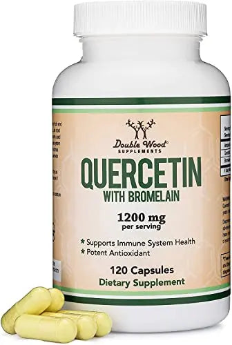 Quercetin with Bromelain - 120 Count (1,200mg Servings) Immune Health Capsules Double Wood Supplements Au supplements