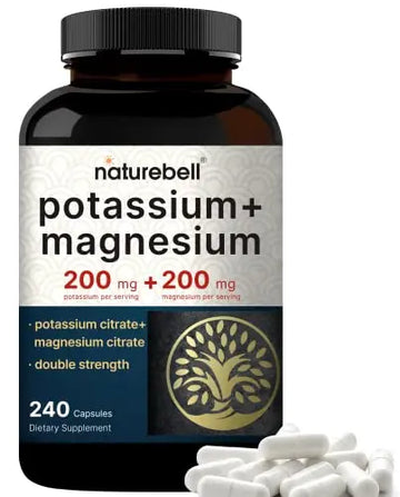 Potassium Magnesium Supplement – 200mg + | 240 Capsules Easily Absorbed Citrate NatureBell Au supplements