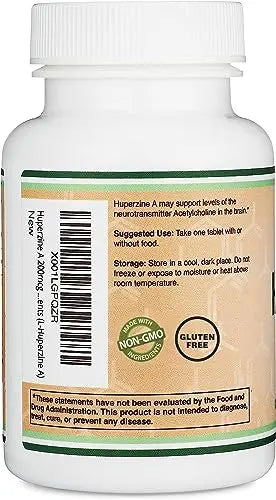 Huperzine A 200mcg (Third Party Tested) Manufactured in The USA, 120 Tablets, Brain Double Wood Supplements Au supplements