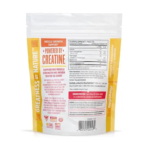 Zhou Nutrition Creatine Monohydrate Chewables 5g for Men & Women, Sugar Free Zhou Nutrition Au supplements