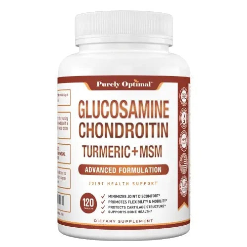 Purely Optimal Premium Glucosamine Chondroitin MSM Supplement Tablets w/Turmeric Purely Optimal Au supplements