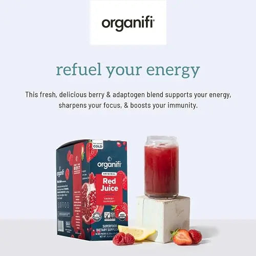 Organifi Red Juice - Vegan Energy Powder - Berry-Flavored Adaptogen Drink - Caffeine Organifi Au supplements