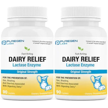 Puregen Labs Dairy Relief Natural Fast Acting Lactase Enzyme 3000 FCC, Lactose Intoleran P Puregen Labs Au supplements