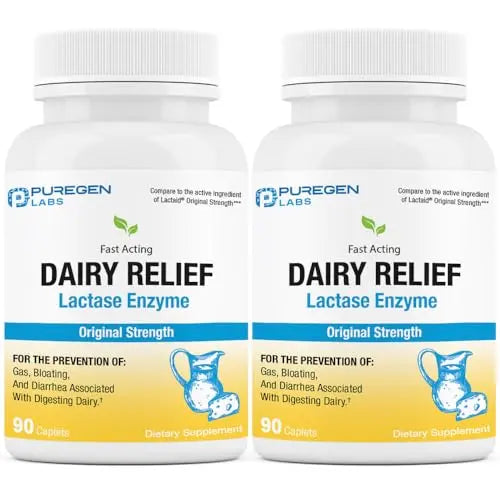 Puregen Labs Dairy Relief Natural Fast Acting Lactase Enzyme 3000 FCC, Lactose Intoleran P Puregen Labs Au supplements