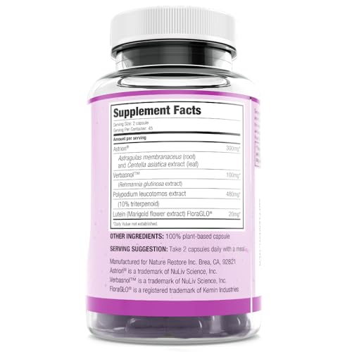 Smarter Skin, Nourishing Skin Health Within, Triple Combination of Polypodium Leucotomos Extract, FloraGLO, Verbasnol, 60 Vegan Capsules Nature Restore Au supplements
