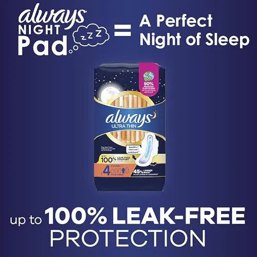 Always Ultra Thin Feminine Pads for Women, Size 5, Extra Heavy, Overnight Absorbency Always Au supplements