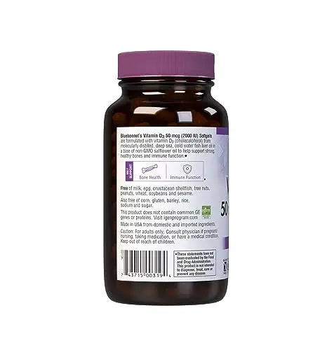 Bluebonnet Nutrition Vitamin D3 2000 IU50 mcg High Potency Immune Support Bluebonnet Au supplements