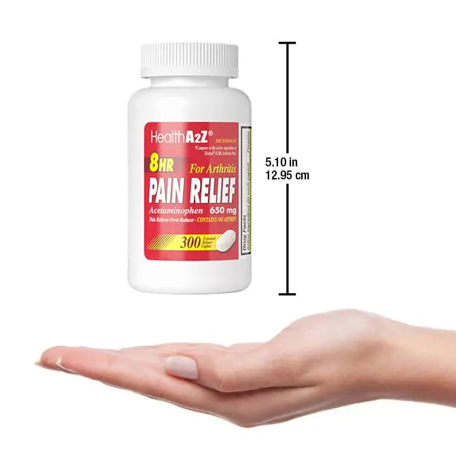 HealthA2Z® Pain Relief Extended Release | Acetaminophen 650mg | 8 Hours | Arthiritis Pain | Pain Reliever - Fever Reducer | Contains no Aspirin (300 Count) HealthA2Z Au supplements