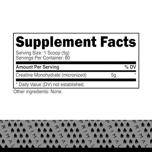 Primal Creatine Monohydrate Powder (400 Grams) | Unflavored Micronized Creatine Primal Au supplements
