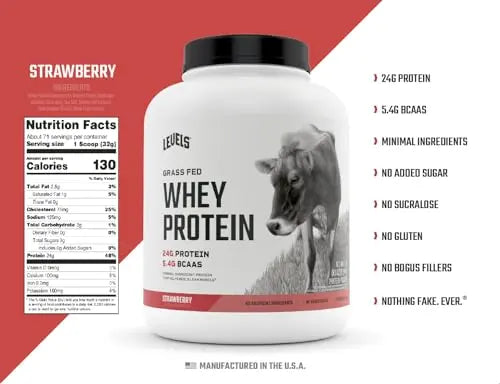 Levels Grass Fed 100% Whey Protein, No Hormones, Strawberry, 5LB Levels Nutrition Au supplements