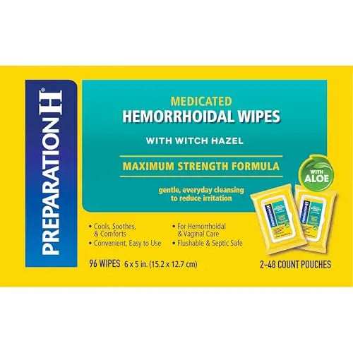 Preparation H Hemorrhoid Flushable Wipes with Witch Hazel for Skin Irritation Relief - 96 Count Preparation H Au supplements