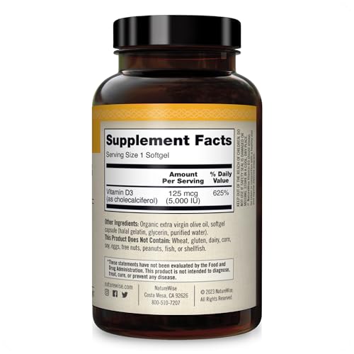 NatureWise Vitamin D3 5000iu (125 mcg) Healthy Muscle Function, and Immune Support NatureWise Au supplements