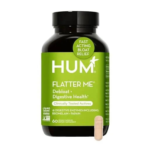 HUM Flatter Me Digestive Enzymes for Women & Men, Digestive Health Bloating Supplement with Ginger & Peppermint Leaf, Fast Acting Anti Bloat Pills Multi Enzyme for Debloating, Vegan, 60 Capsules HUM Au supplements