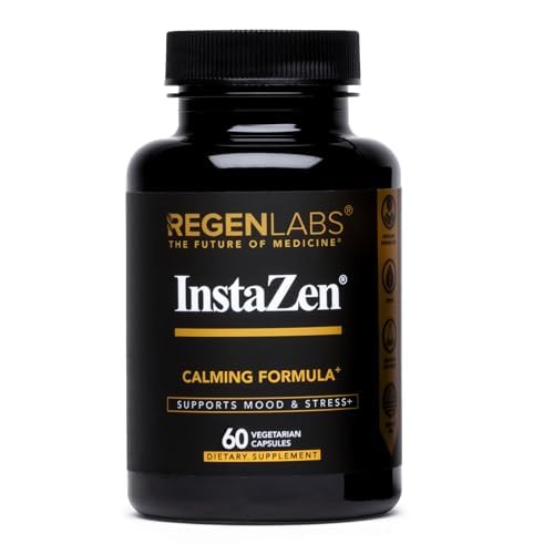 InstaZen Natural Stress Relief Supplement Mood Support | Doctor Formulated Herbal Calm Formula with DHHB, Safranal Extract, L-Theanine, Lemon Balm | Stress Support - 60 Capsules Regen Labs Regen Labs Au supplements