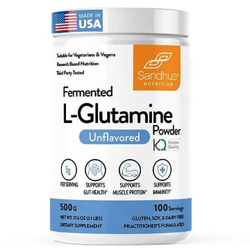Sandhu's L-Glutamine - 100 Servings -Made in USA -500 Gram- Non-GMO- Amino Sandhu's Au supplements